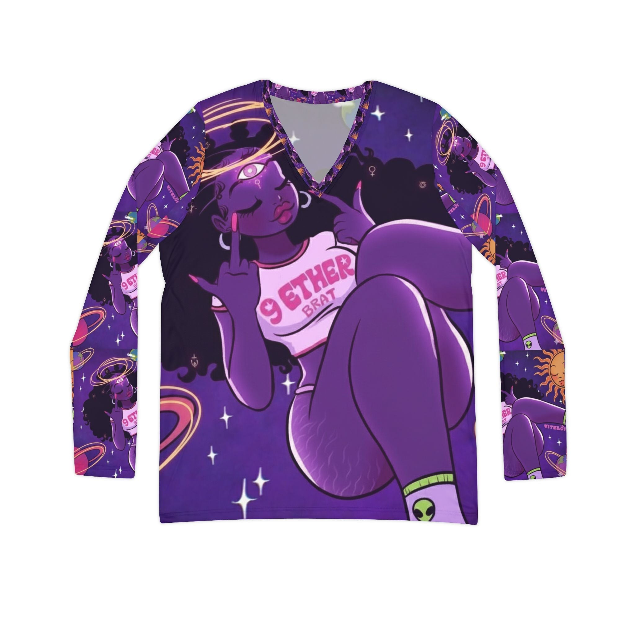 Women's Long Sleeve V-neck Shirt (AOP)