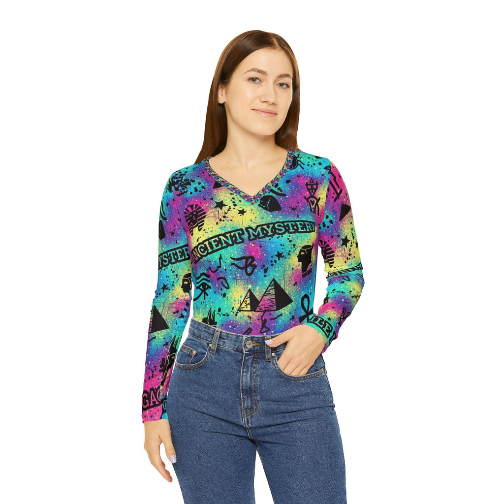 Women's Long Sleeve V-neck Shirt (AOP)