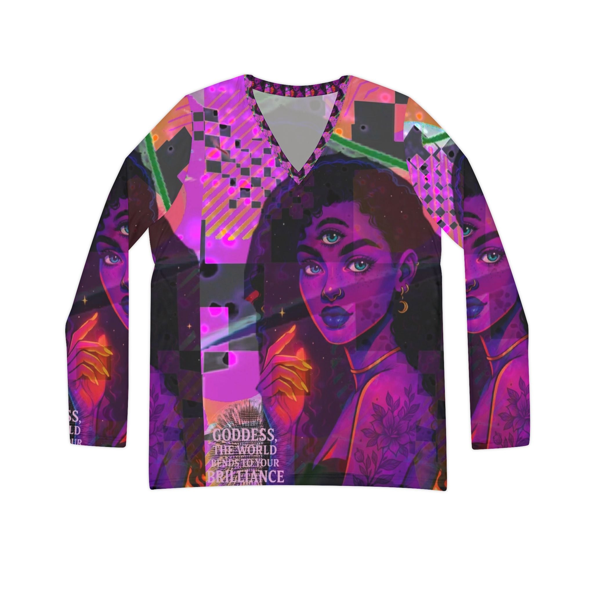 Women's Long Sleeve V-neck Shirt (AOP)