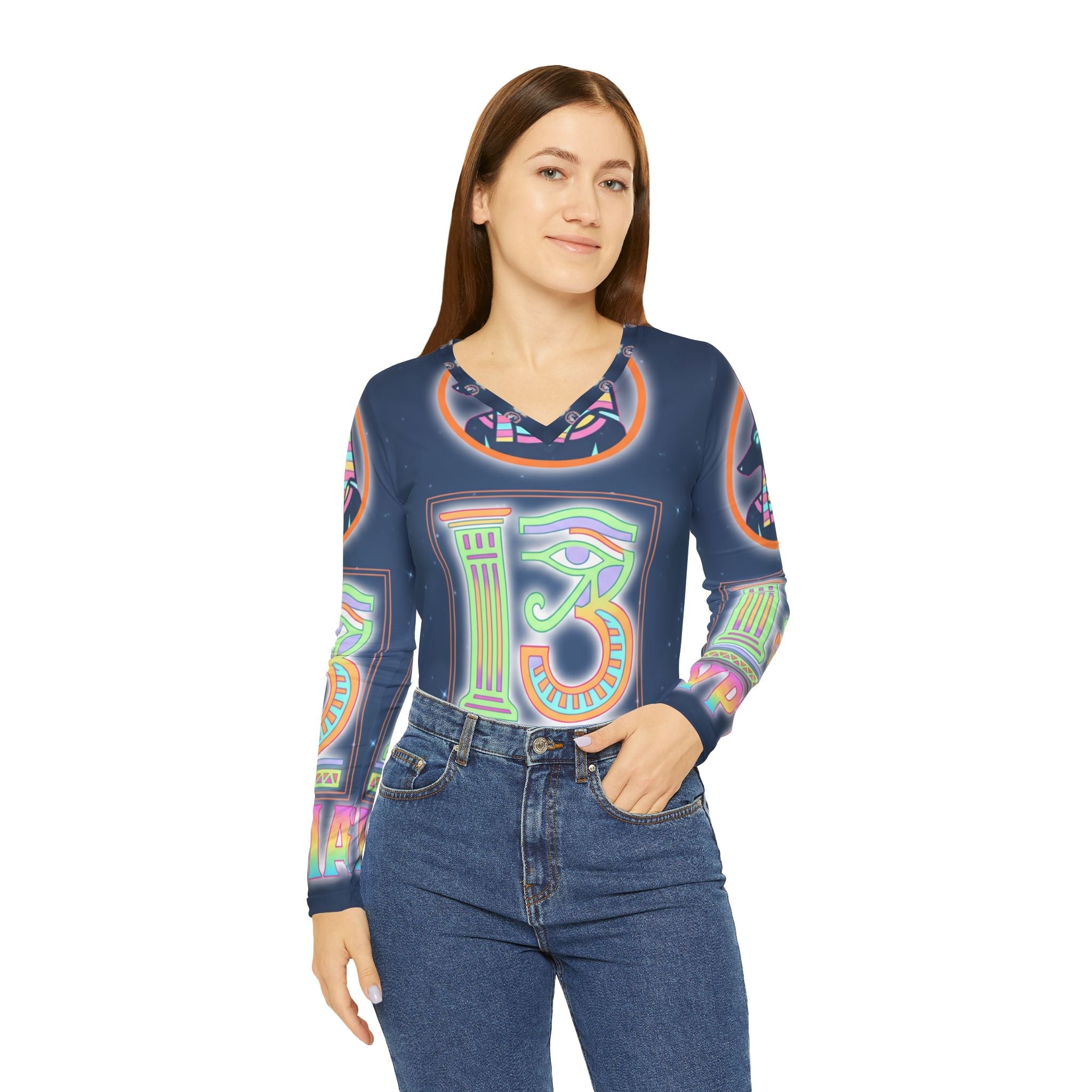 Women's Long Sleeve V-neck Shirt (AOP)