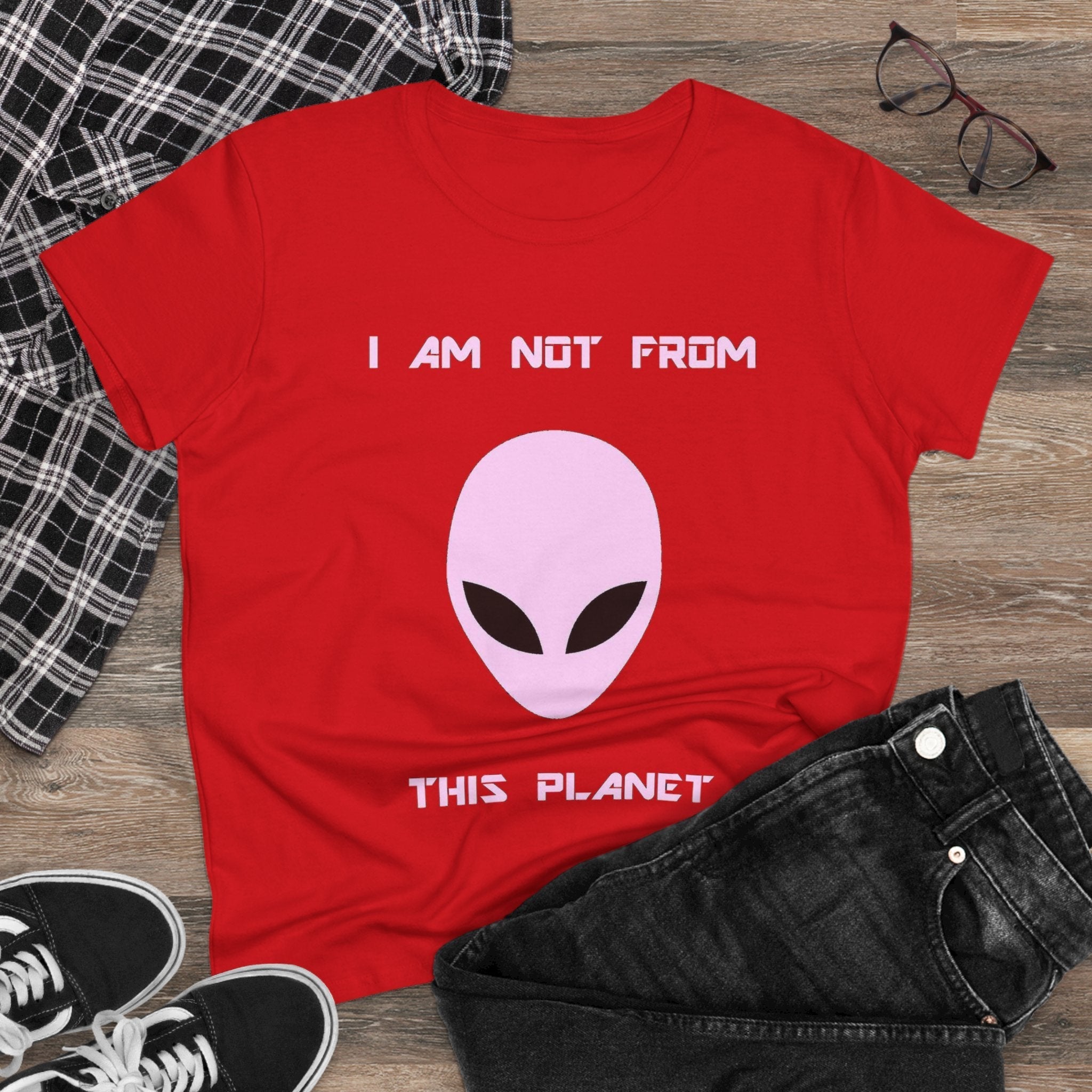 👽 I Am Not From This Planet — Women’s Alien Graphic Tee Printify