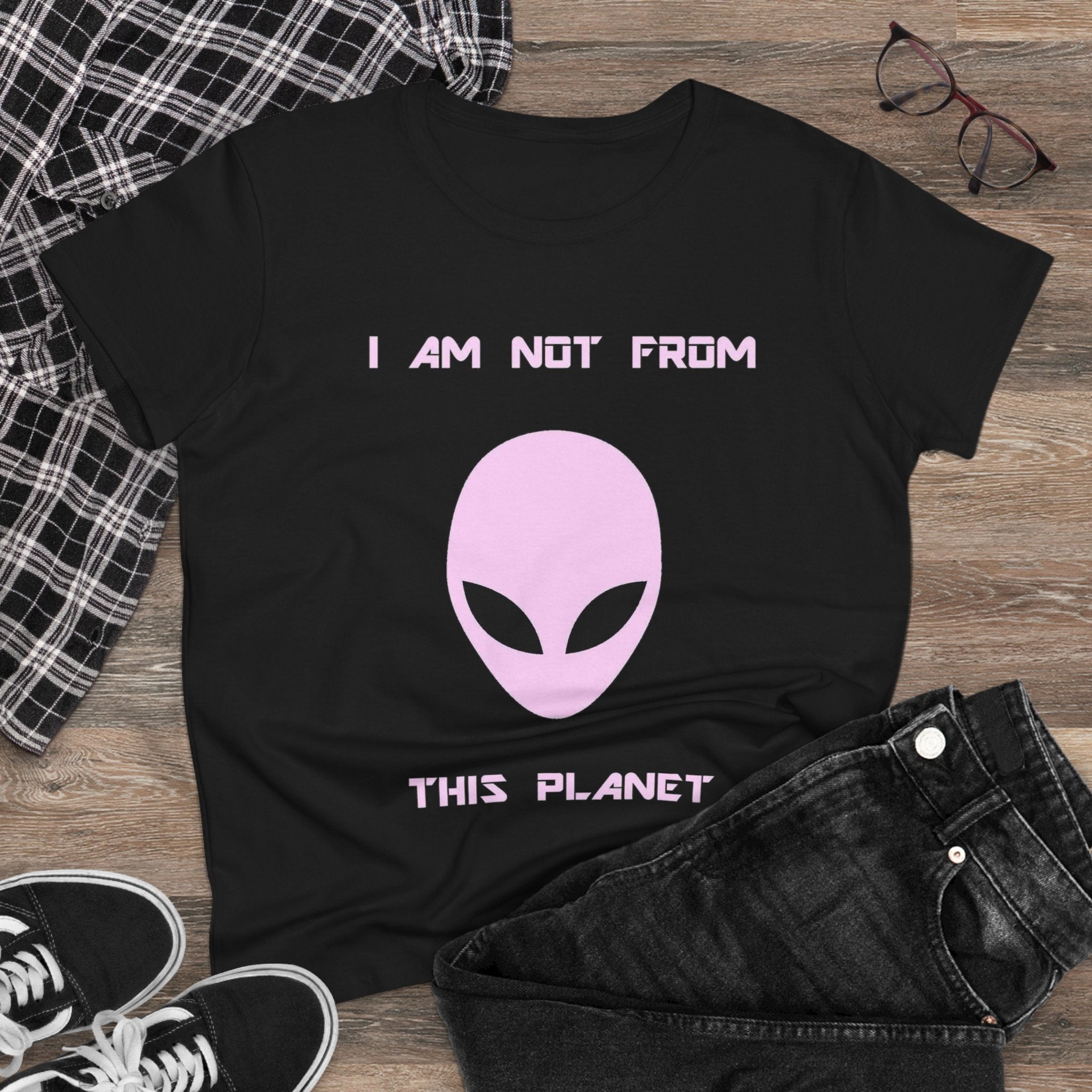 👽 I Am Not From This Planet — Women’s Alien Graphic Tee Printify