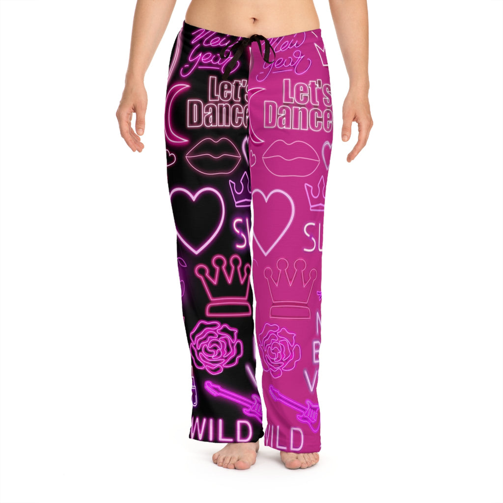 Women's Neon Pattern Pajama Pants, Fun Sleepwear, Dancing Theme, Gift for Her, Cozy Lounge Pants, Casual Nightwear