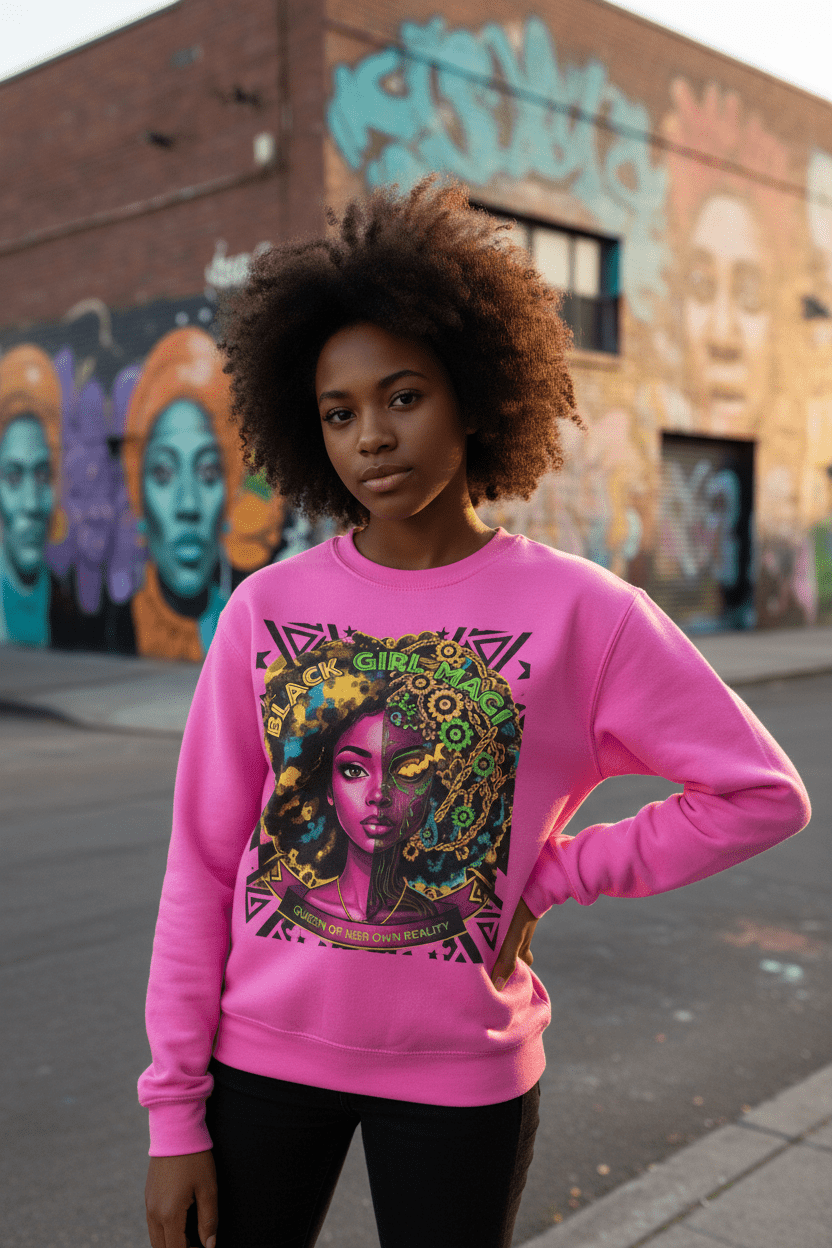 Black Girl Magic Pink Sweatshirt Lifestyle