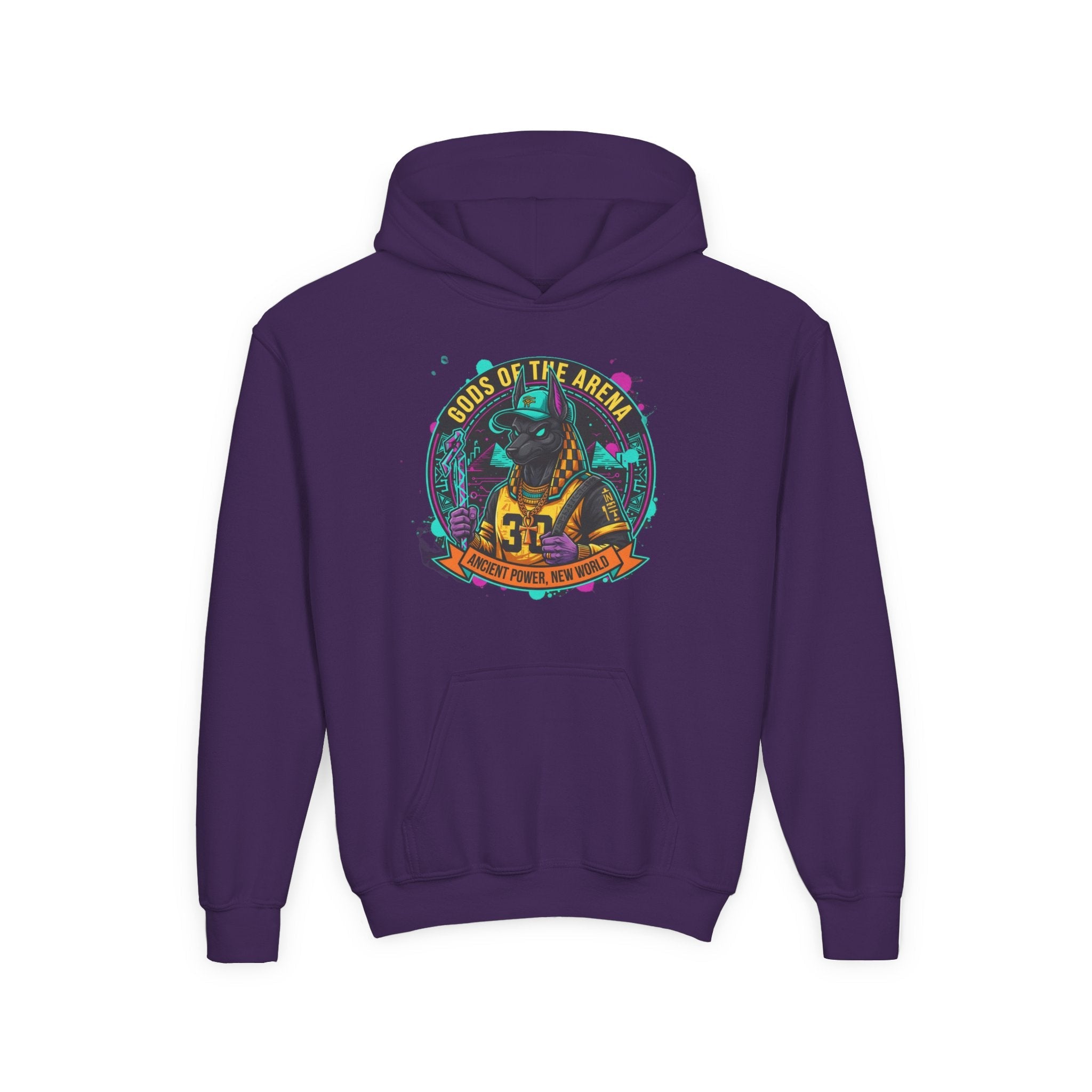 Youth Hoodie — «Gods of the Arcade» Retro Gamer Graphic Hooded Sweatshirt Printify