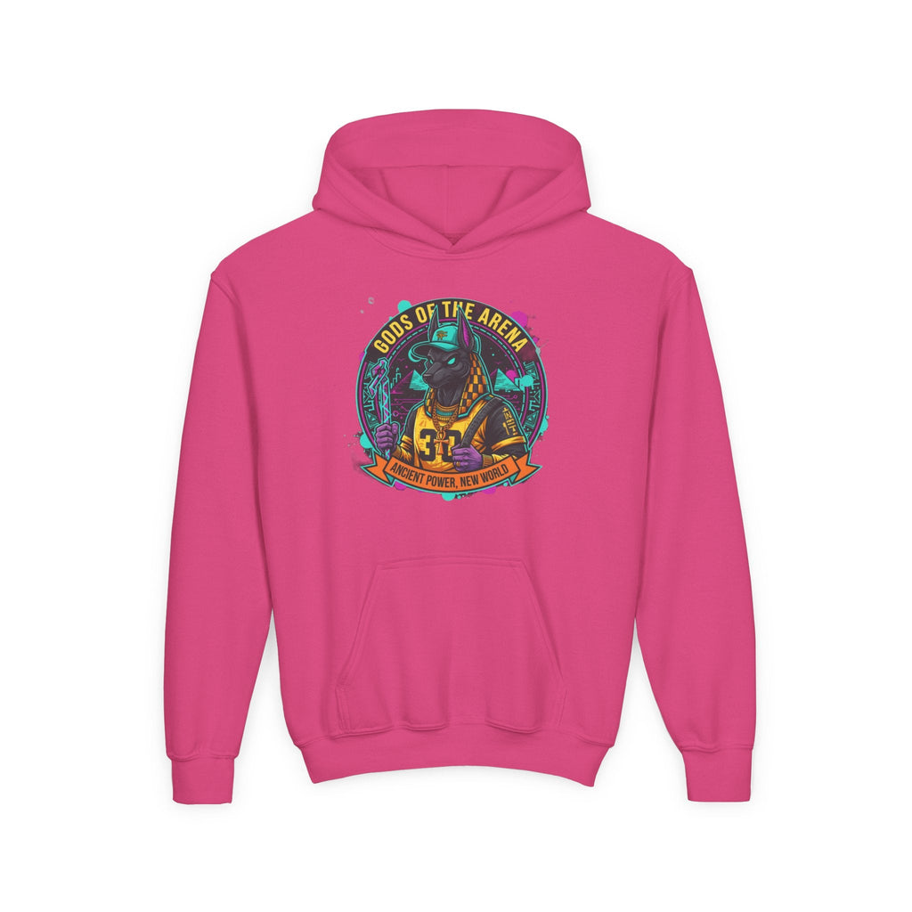 Youth Hoodie — «Gods of the Arcade» Retro Gamer Graphic Hooded Sweatshirt Printify