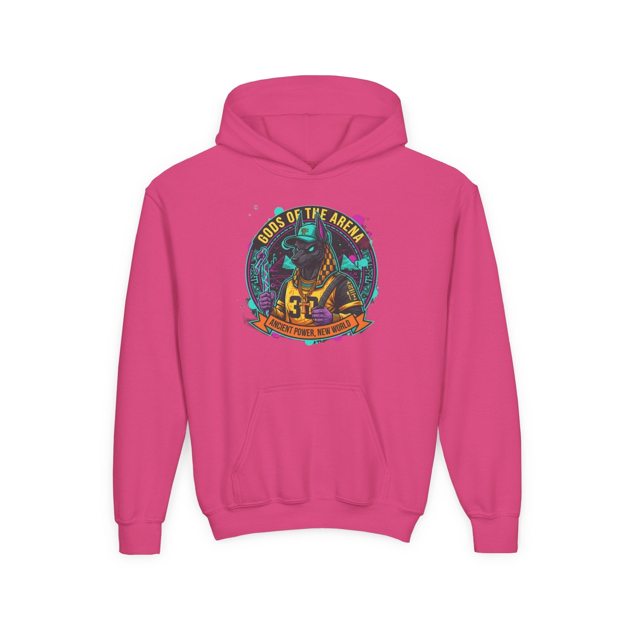 Youth Hoodie — «Gods of the Arcade» Retro Gamer Graphic Hooded Sweatshirt Printify