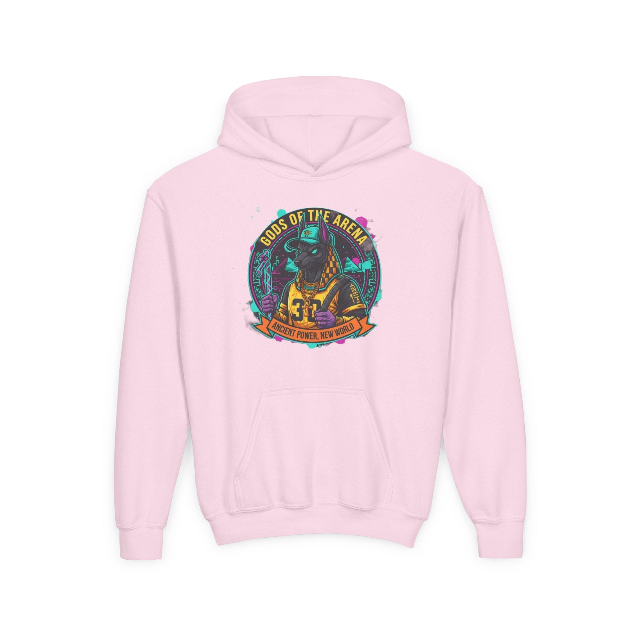 Youth Hoodie — «Gods of the Arcade» Retro Gamer Graphic Hooded Sweatshirt Printify
