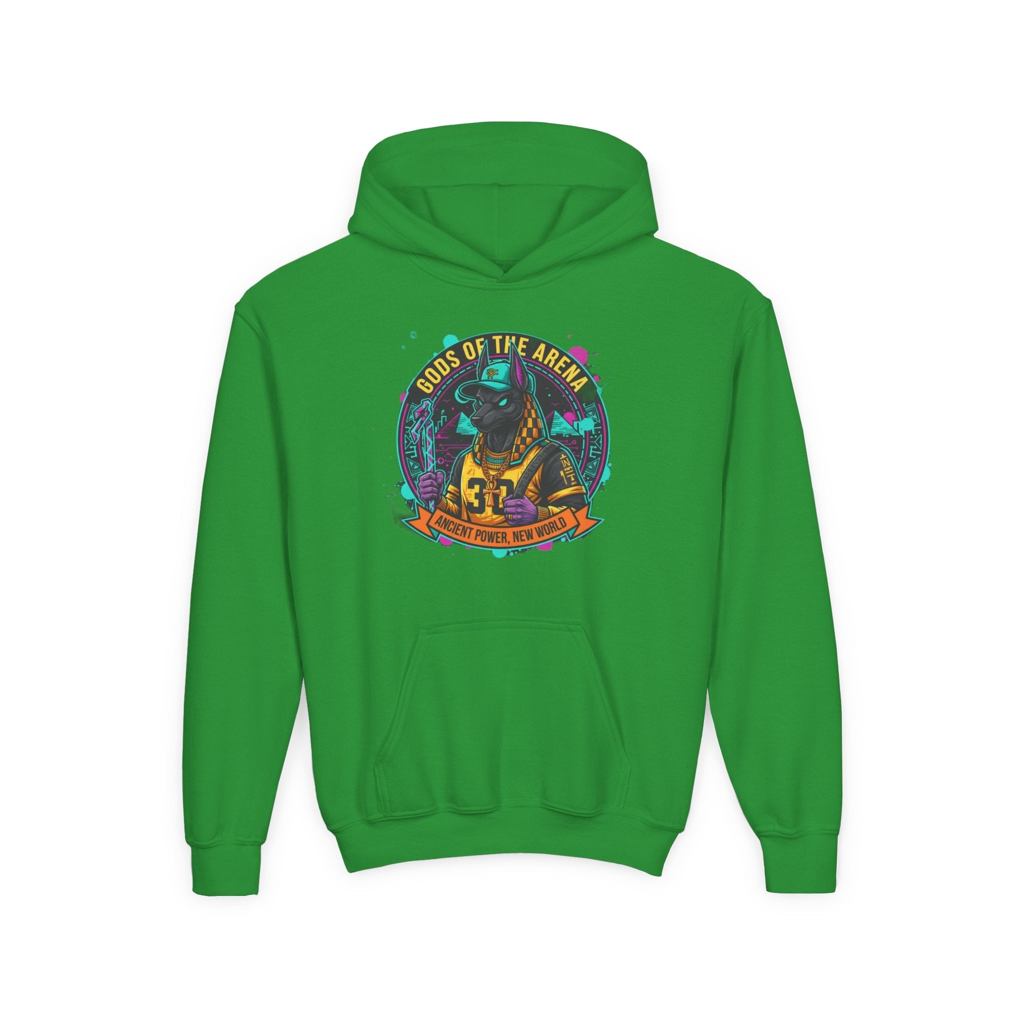 Youth Hoodie — «Gods of the Arcade» Retro Gamer Graphic Hooded Sweatshirt Printify
