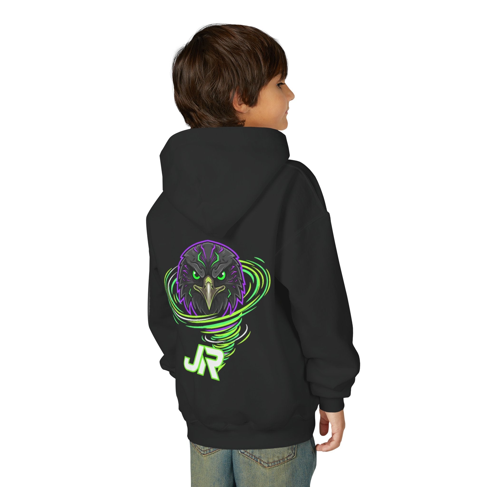 Youth Hoodie — Neon Raven Gamer Logo Hoodie (JR) Printify