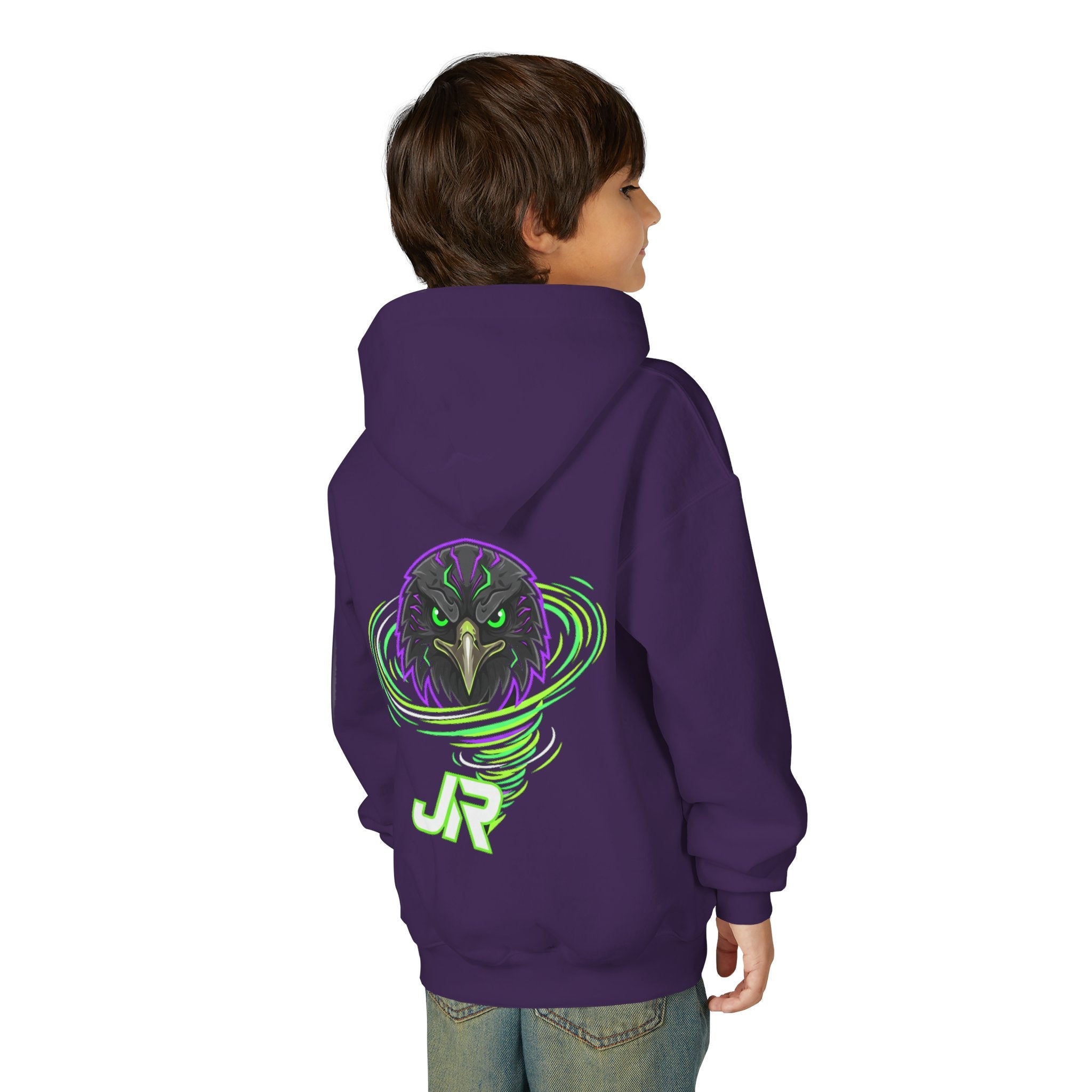 Youth Hoodie — Neon Raven Gamer Logo Hoodie (JR) Printify