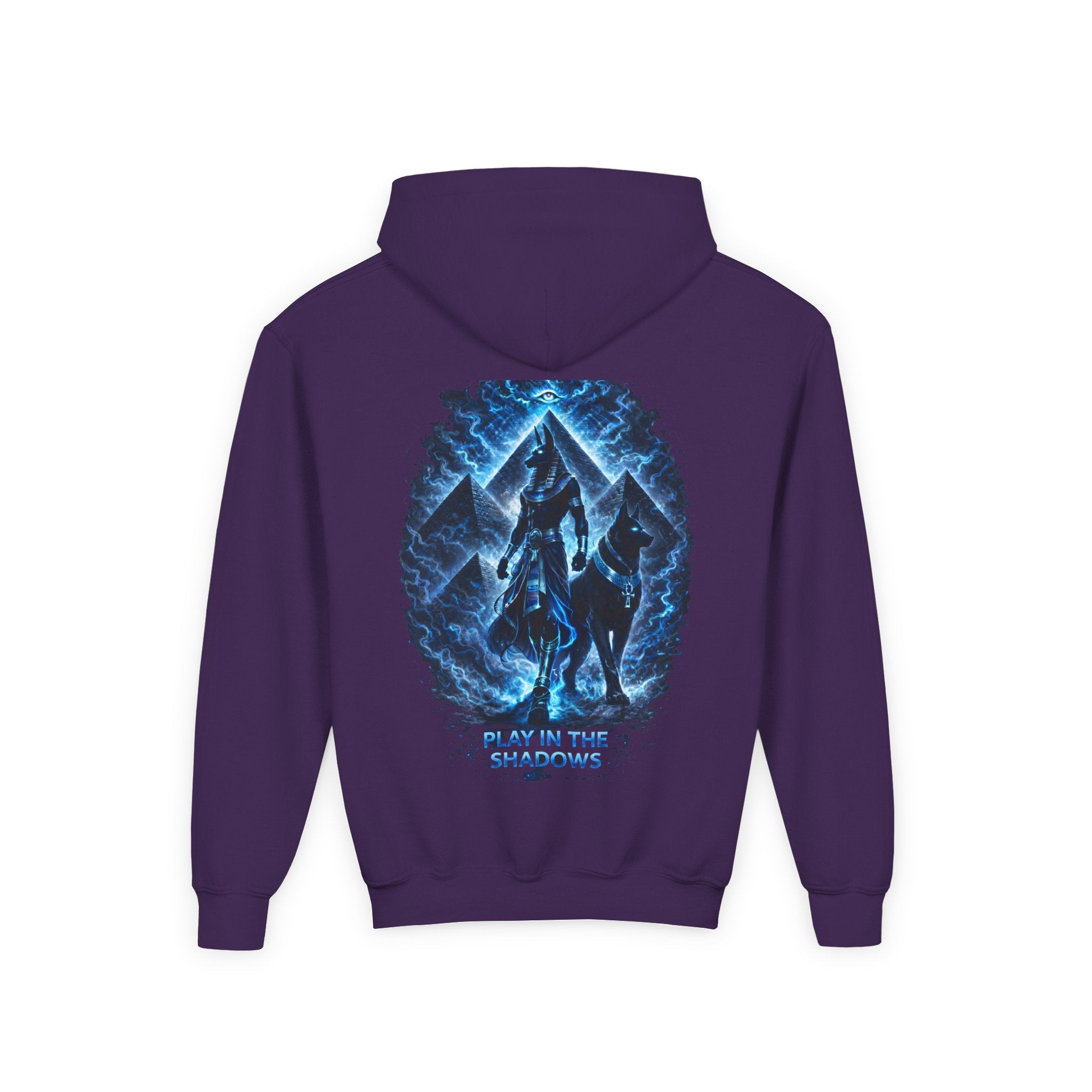 Youth Hoodie — "Play in the Shadows" Blue Fantasy Wolves Graphic Printify