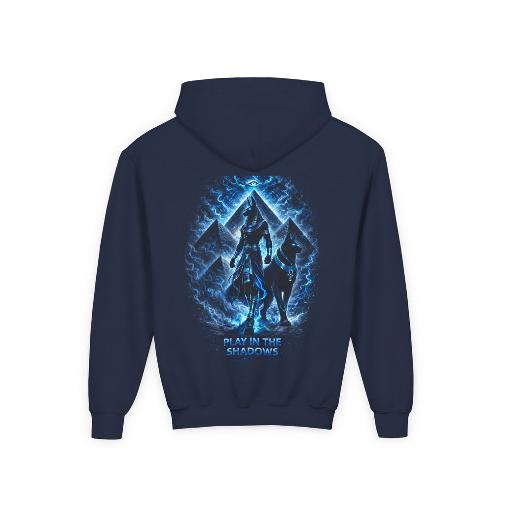 Youth Hoodie — "Play in the Shadows" Blue Fantasy Wolves Graphic Printify