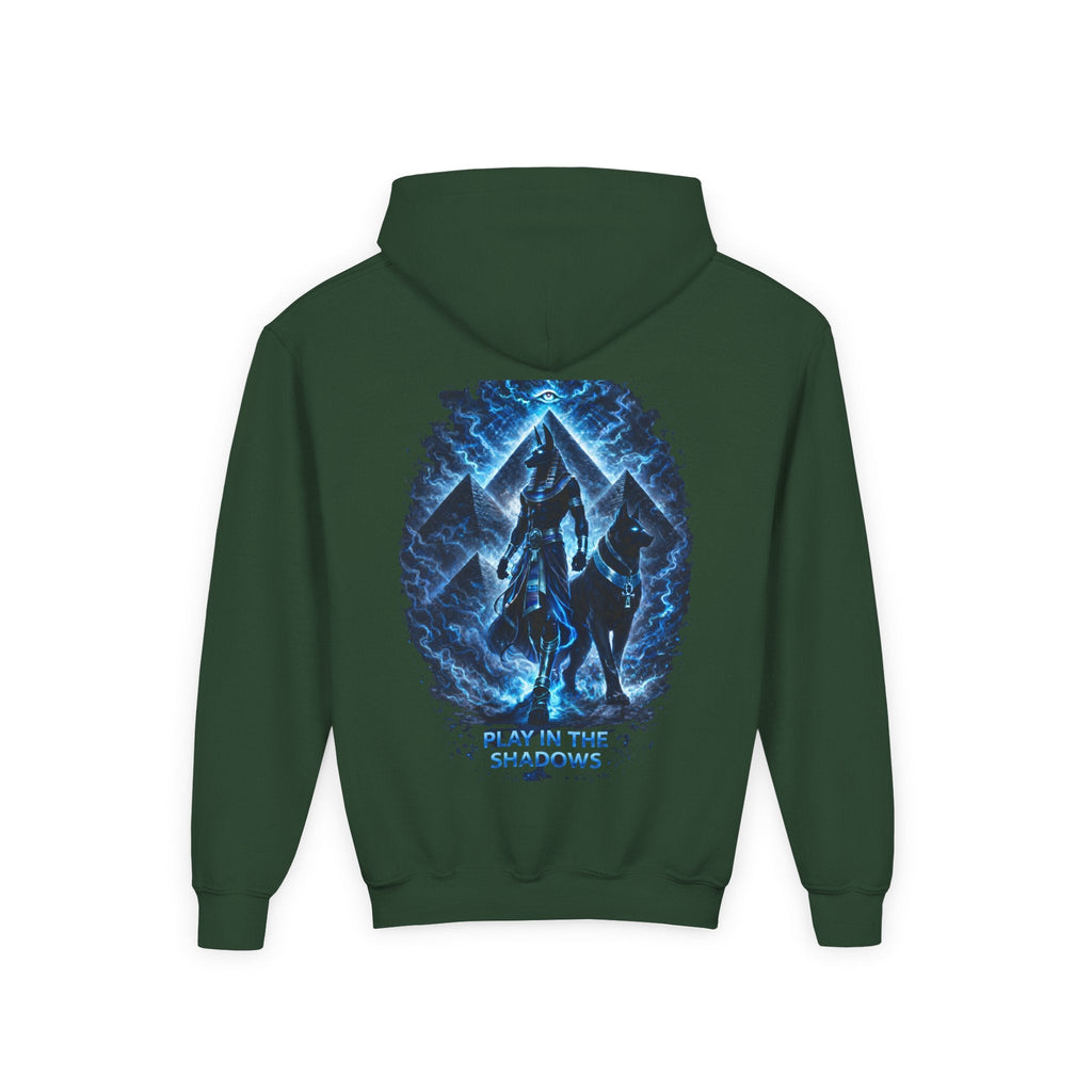 Youth Hoodie — "Play in the Shadows" Blue Fantasy Wolves Graphic Printify