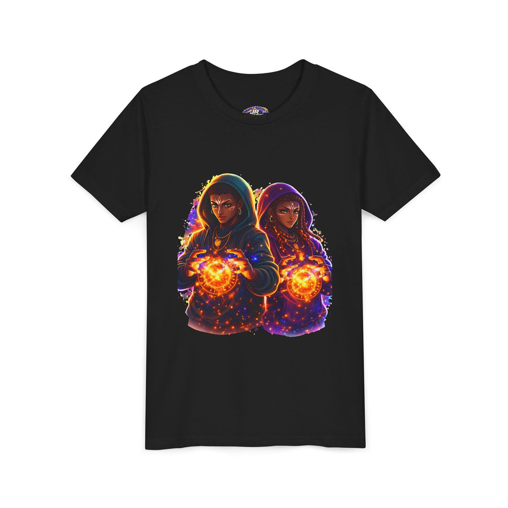Youth Magic Duo Tee — Hooded Sorcerer Siblings Graphic Shirt Printify