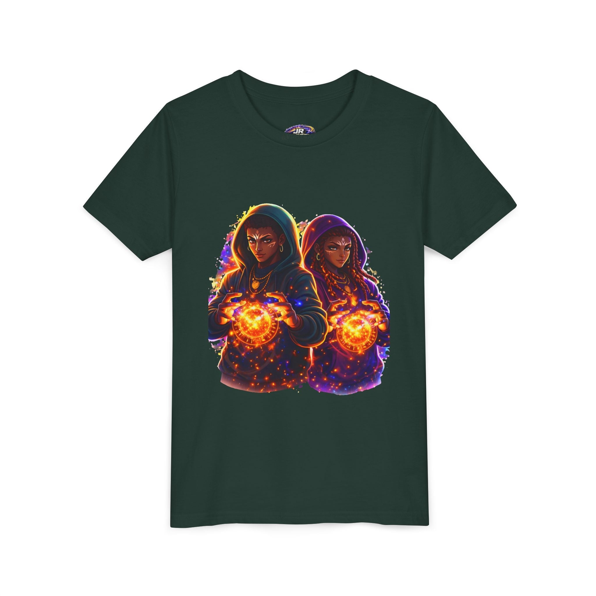 Youth Magic Duo Tee — Hooded Sorcerer Siblings Graphic Shirt Printify